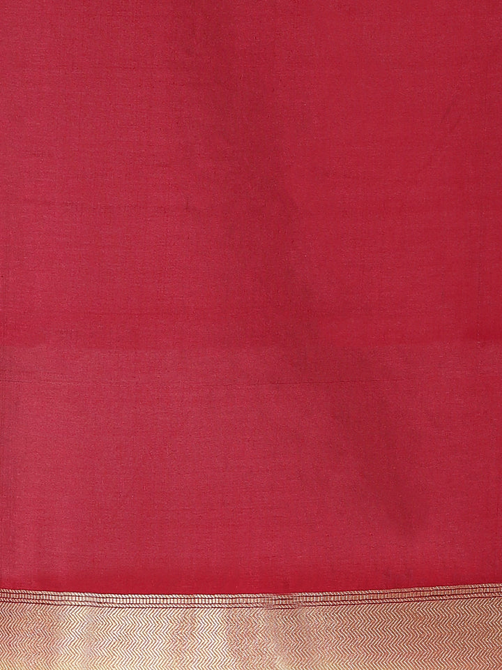 Kanjeevaram Handloom Silk Saree with Zari and Resham Weaving in Floral Ethnic Pattern