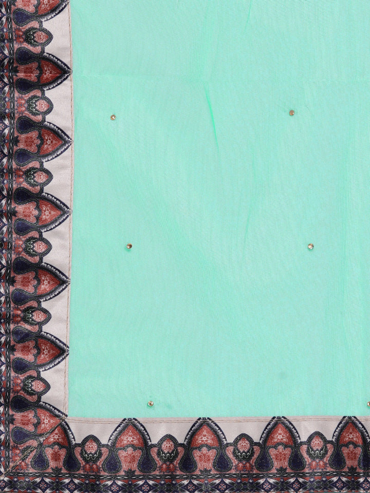 Semi-stitched Digital Print Lehenga Set with floral Motifs