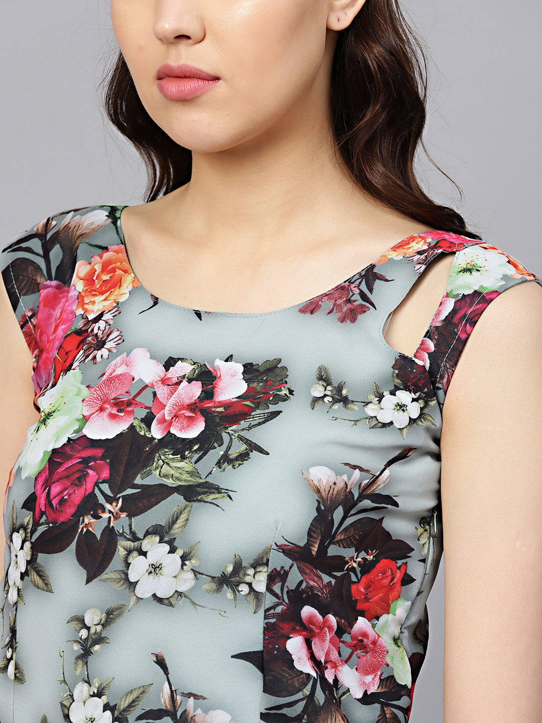 Georgette Floral Anarkali Cocktail Gown with matching Belt