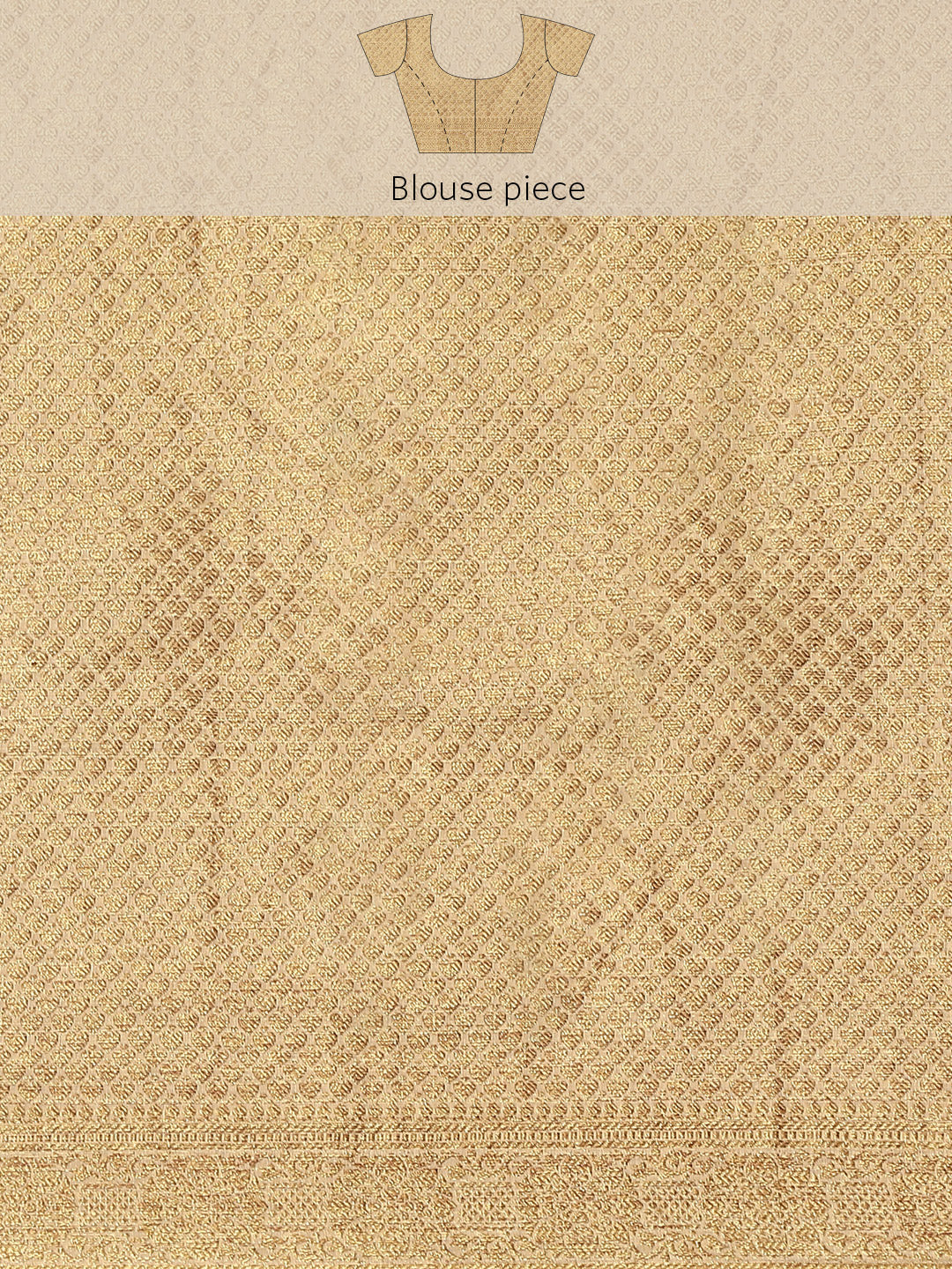 Golden Beige Banarasi Striped Oxidised Gold Zari Woven Chanderi Saree
