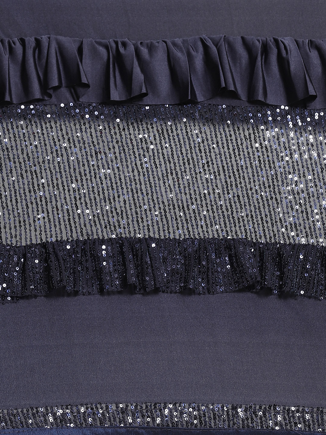 Bling Lycra Ruffled Saree with Festive Layering & Sequence  Sheet Embroidery