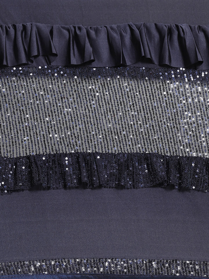 Bling Lycra Ruffled Saree with Festive Layering & Sequence  Sheet Embroidery