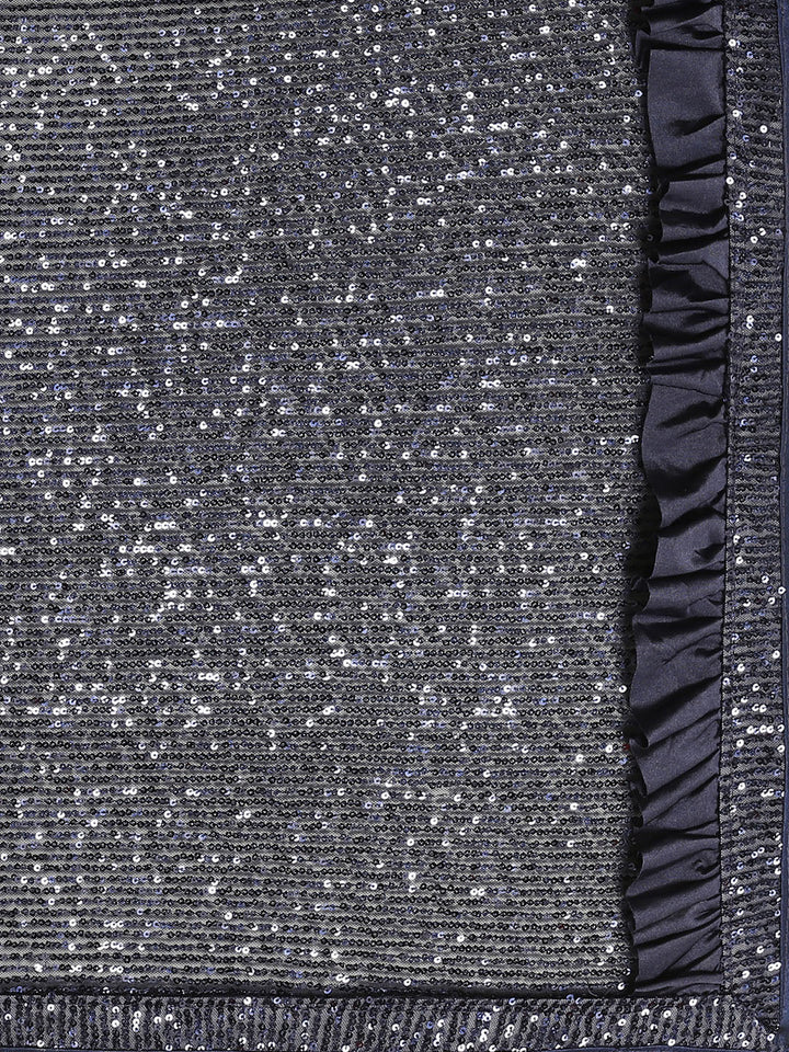 Bling Lycra Ruffled Saree with Festive Layering & Sequence  Sheet Embroidery