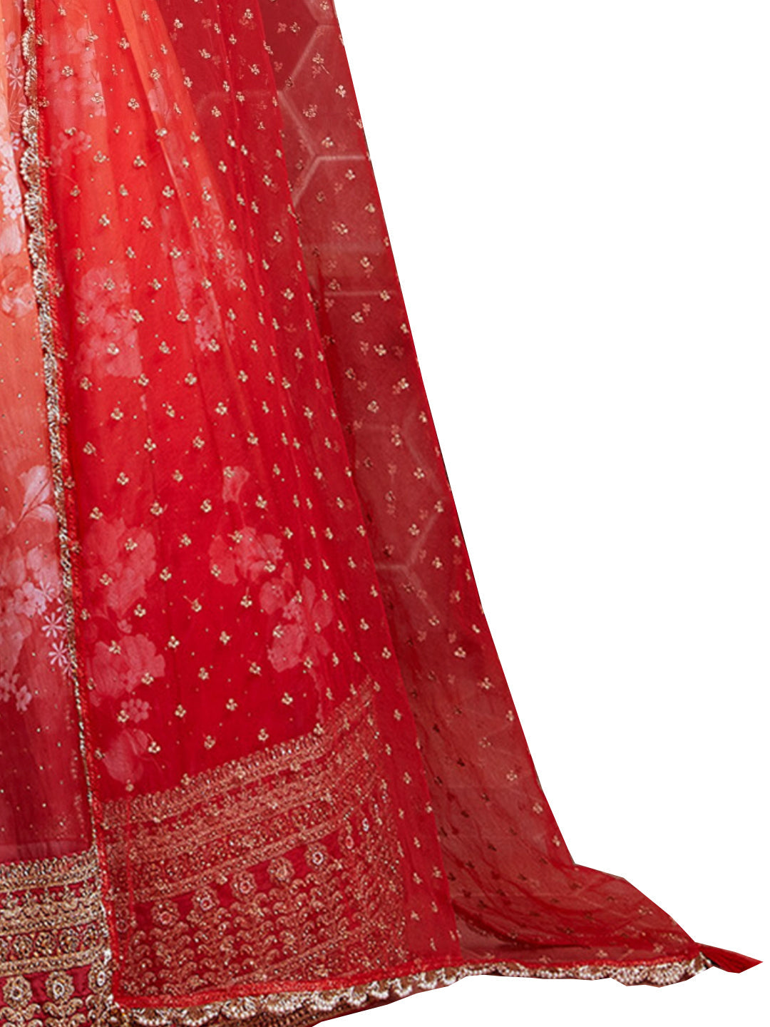 Digital Ombre Print Lehenga Embroidered Blouse & Sequinned Dupatta