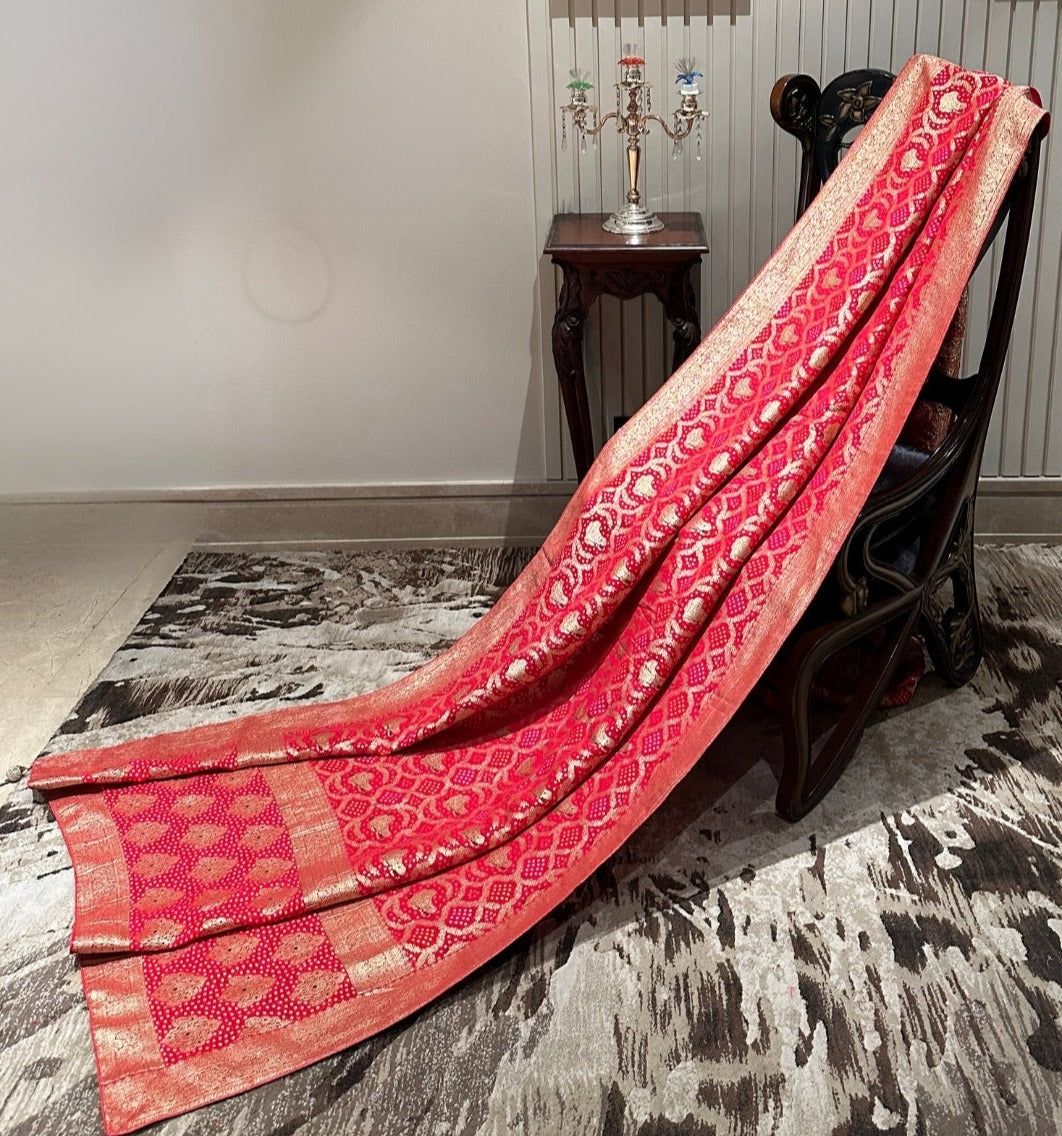 Elegant Red and Gold Georgette Saree