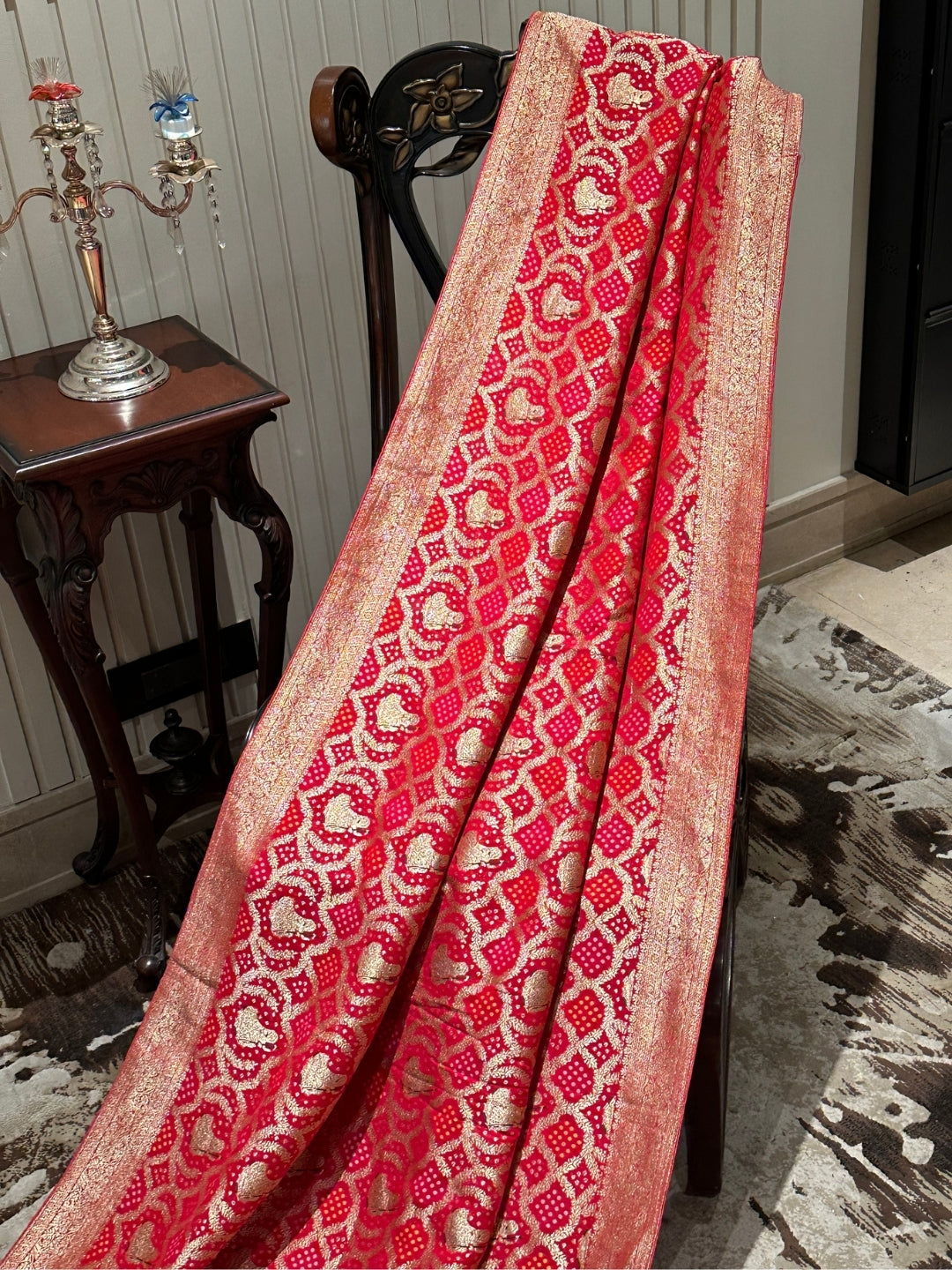 Elegant Red and Gold Georgette Saree