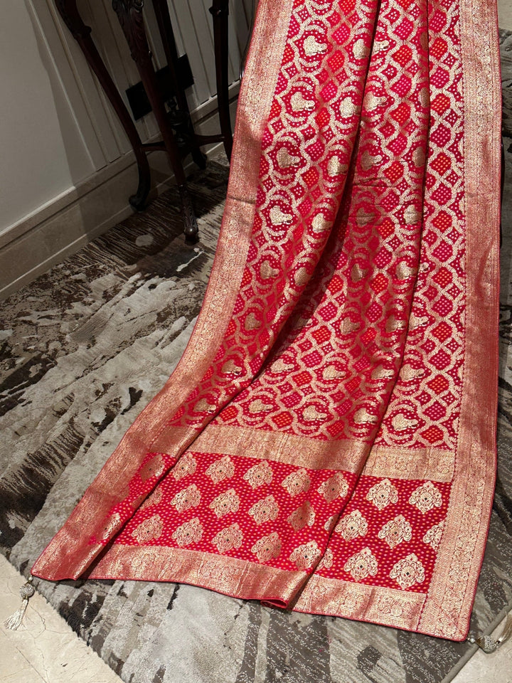 Elegant Red and Gold Georgette Saree