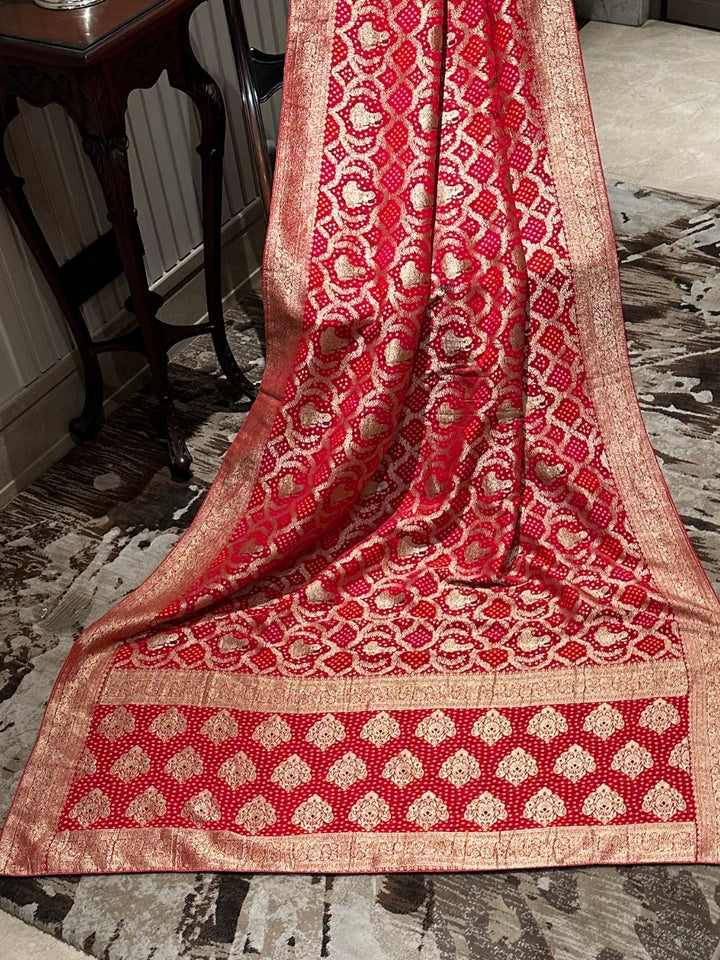 Elegant Red and Gold Georgette Saree