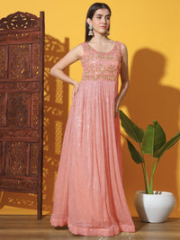 Mermaid Sequin Embellished Cocktail Gown with Floral Motifs