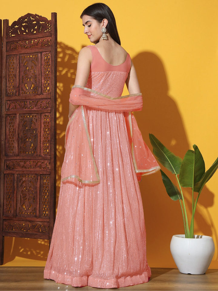 Mermaid Sequin Embellished Cocktail Gown with Floral Motifs