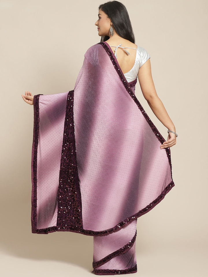 Bling Lycra Ombre Saree with Festive Layering & Sequence Embroidery Patchwork