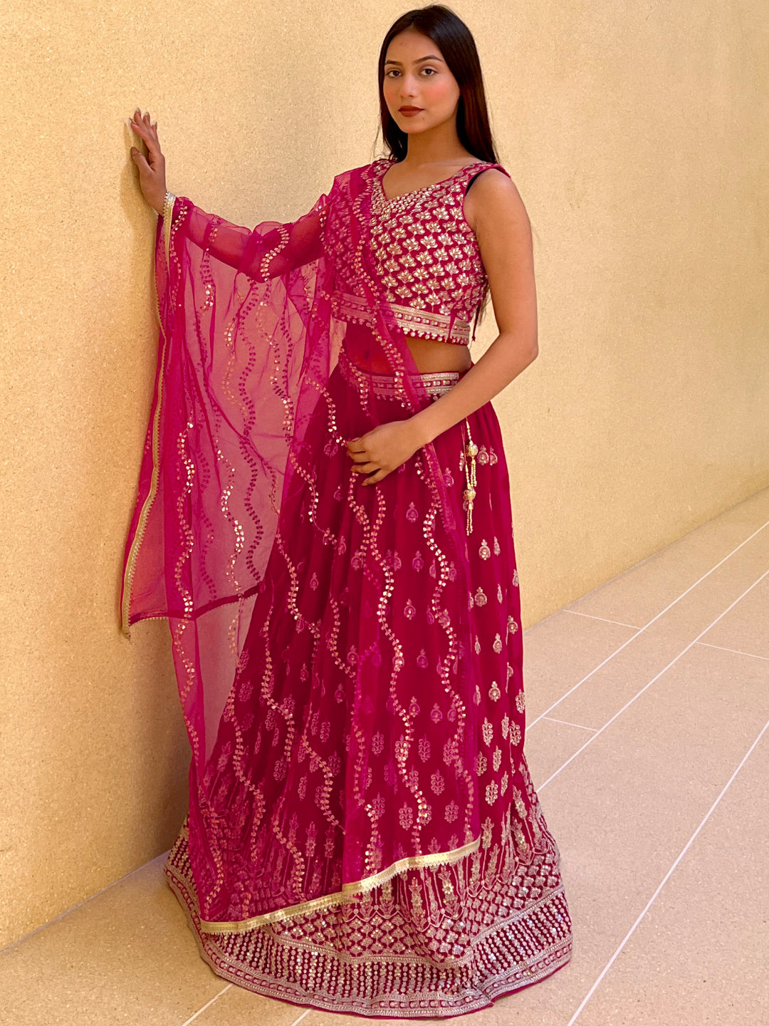 Made to Measure Bright Zari and Sequin Embroidered Flared Lehenga Set