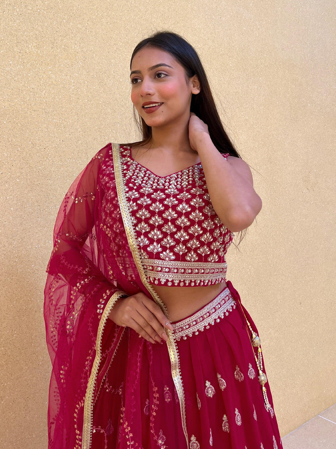 Made to Measure Bright Zari and Sequin Embroidered Flared Lehenga Set