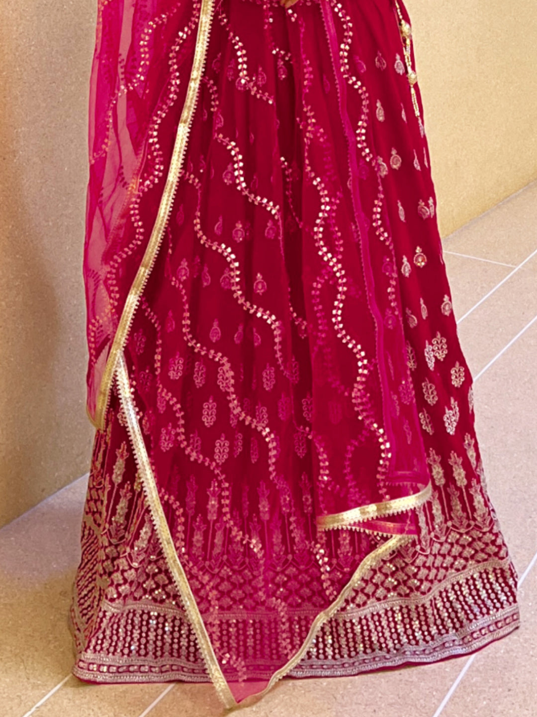 Made to Measure Bright Zari and Sequin Embroidered Flared Lehenga Set