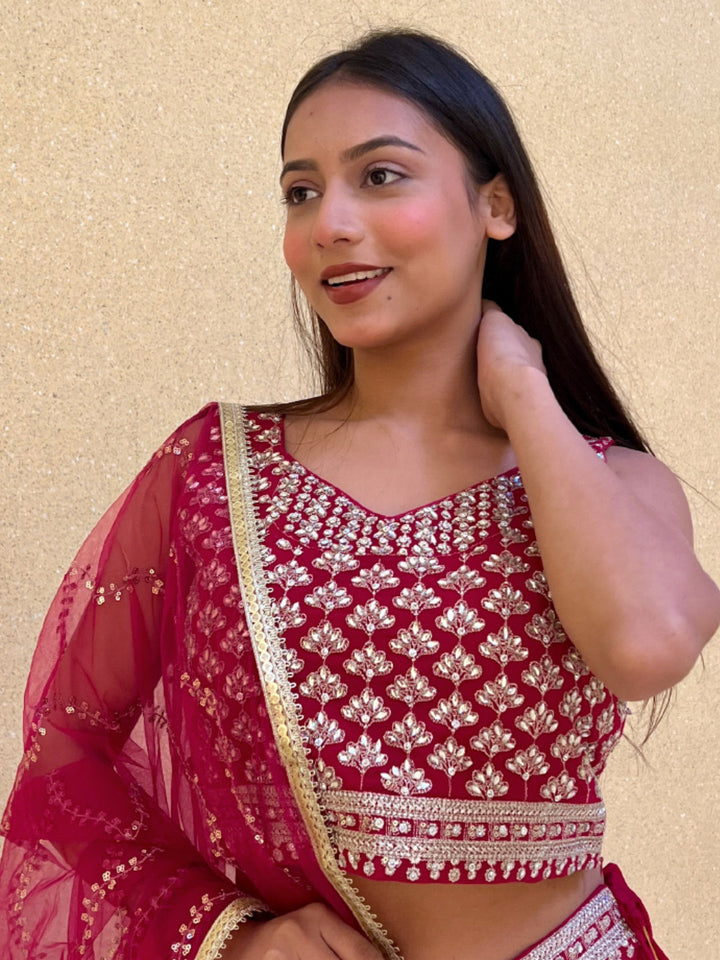 Made to Measure Bright Zari and Sequin Embroidered Flared Lehenga Set