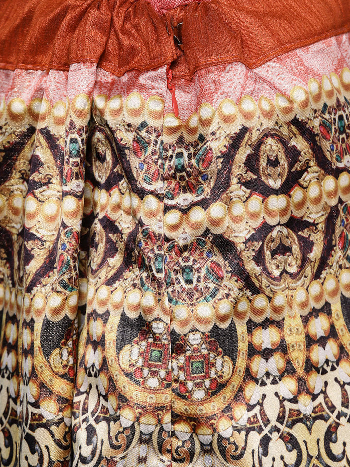 Semi-stitched Digital Print Lehenga Set