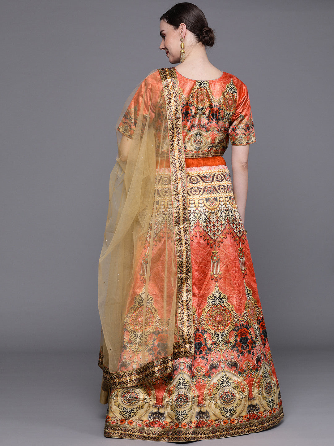 Semi-stitched Digital Print Lehenga Set