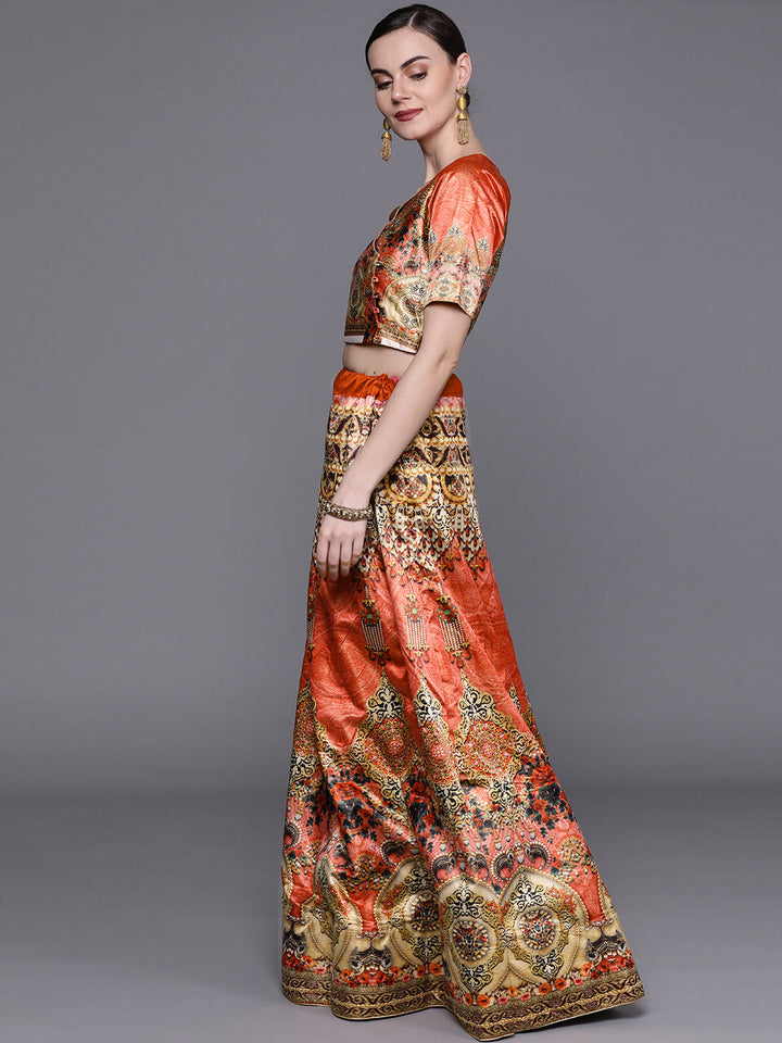 Semi-stitched Digital Print Lehenga Set