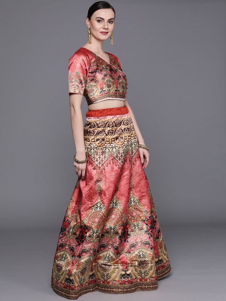 Semi-stitched Digital Print Lehenga Set