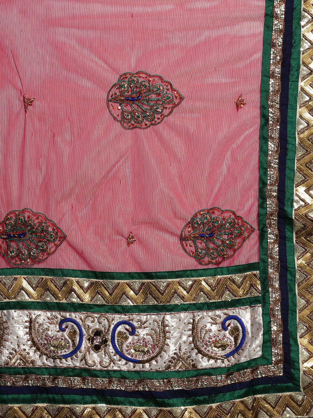 Maroon Embellished Shimmer Net Saree with Peacock Motifs