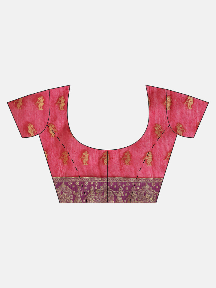Red Banarasi H&loom Silk Saree woven with figure motif & bridal scenes