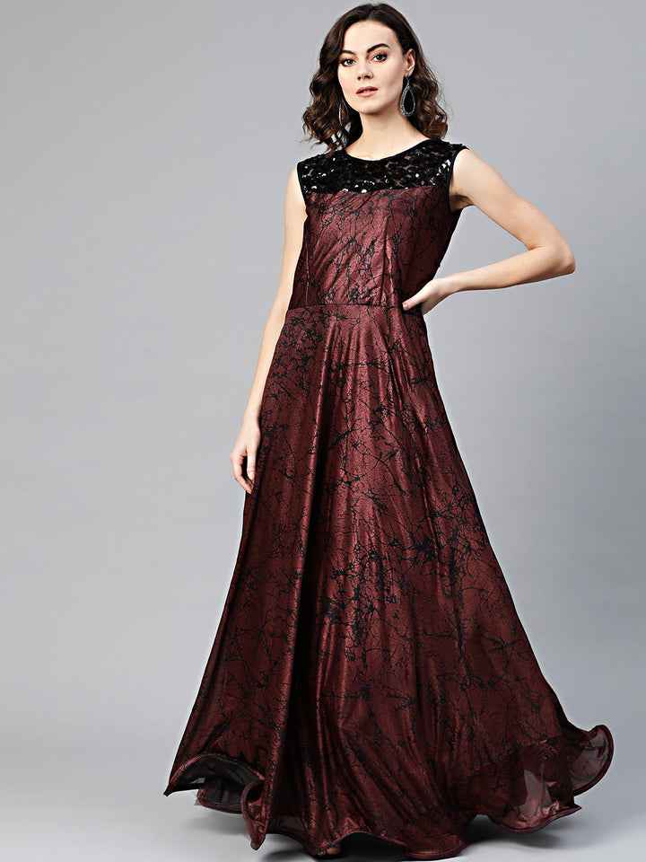 Embellished Cocktail Gown with Contemporary Abstract Print