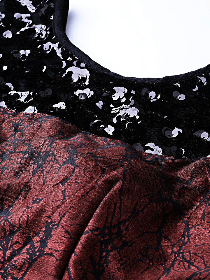 Embellished Cocktail Gown with Contemporary Abstract Print