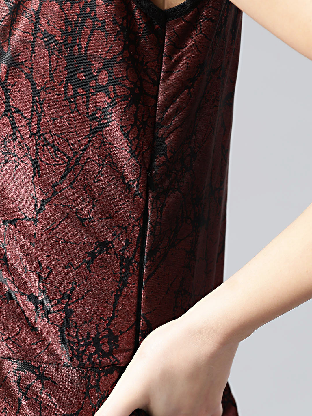 Embellished Cocktail Gown with Contemporary Abstract Print