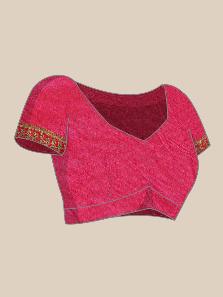 Pink & Maroon Georgette B&hani Print Saree & Gota Patti Jaipuri Border