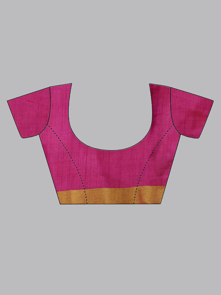 Colorblocked Banarasi Silk Saree with Broad Gold Zari Border