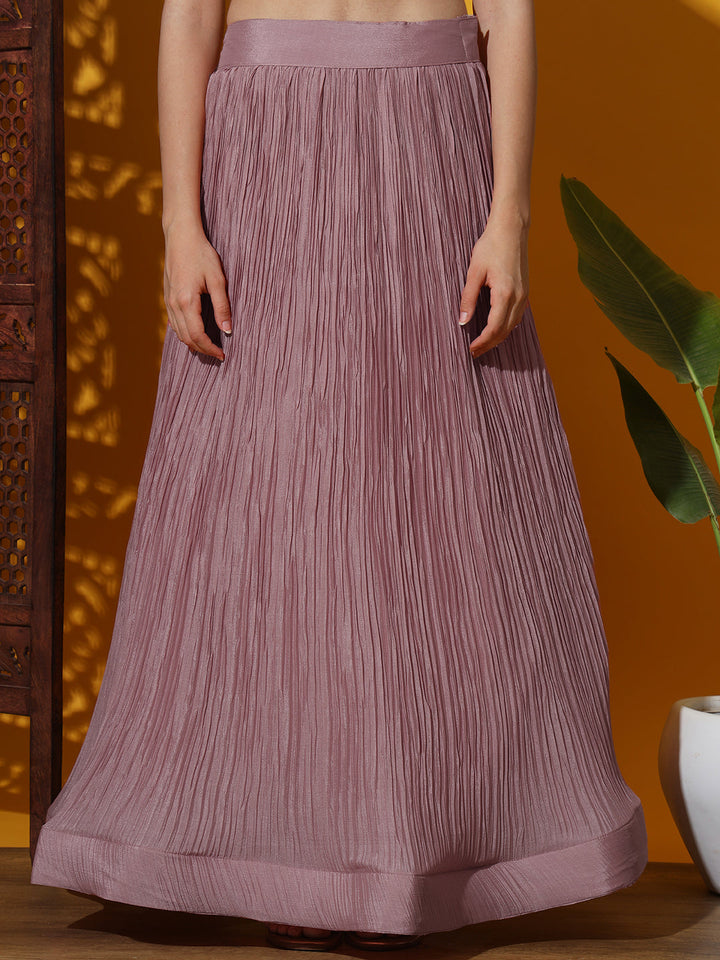 Mirror Embroidered Jacket Style High Slit Kurta with Pleated Lehenga