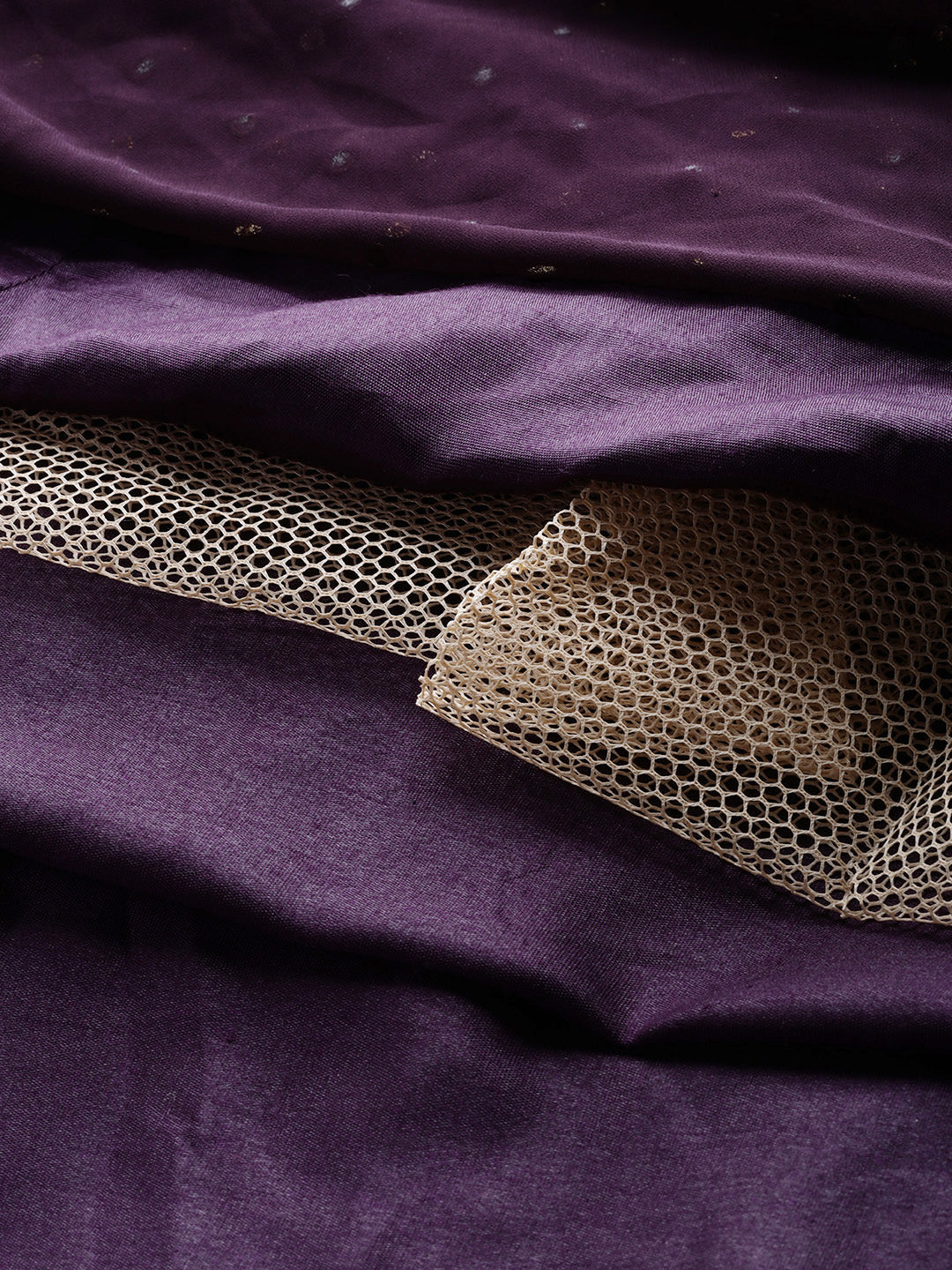 Purple Embellished Gown with Fringed Gold Dupatta
