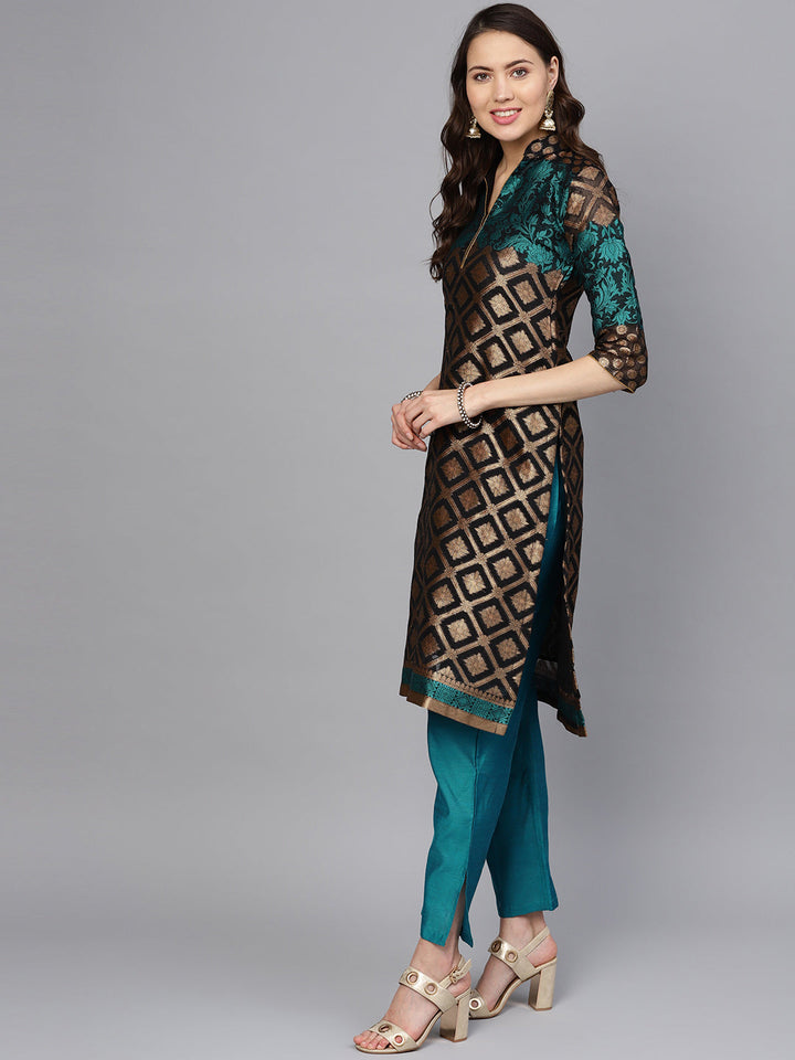 Banarasi Kurta Set with Handloom dupatta and Pants