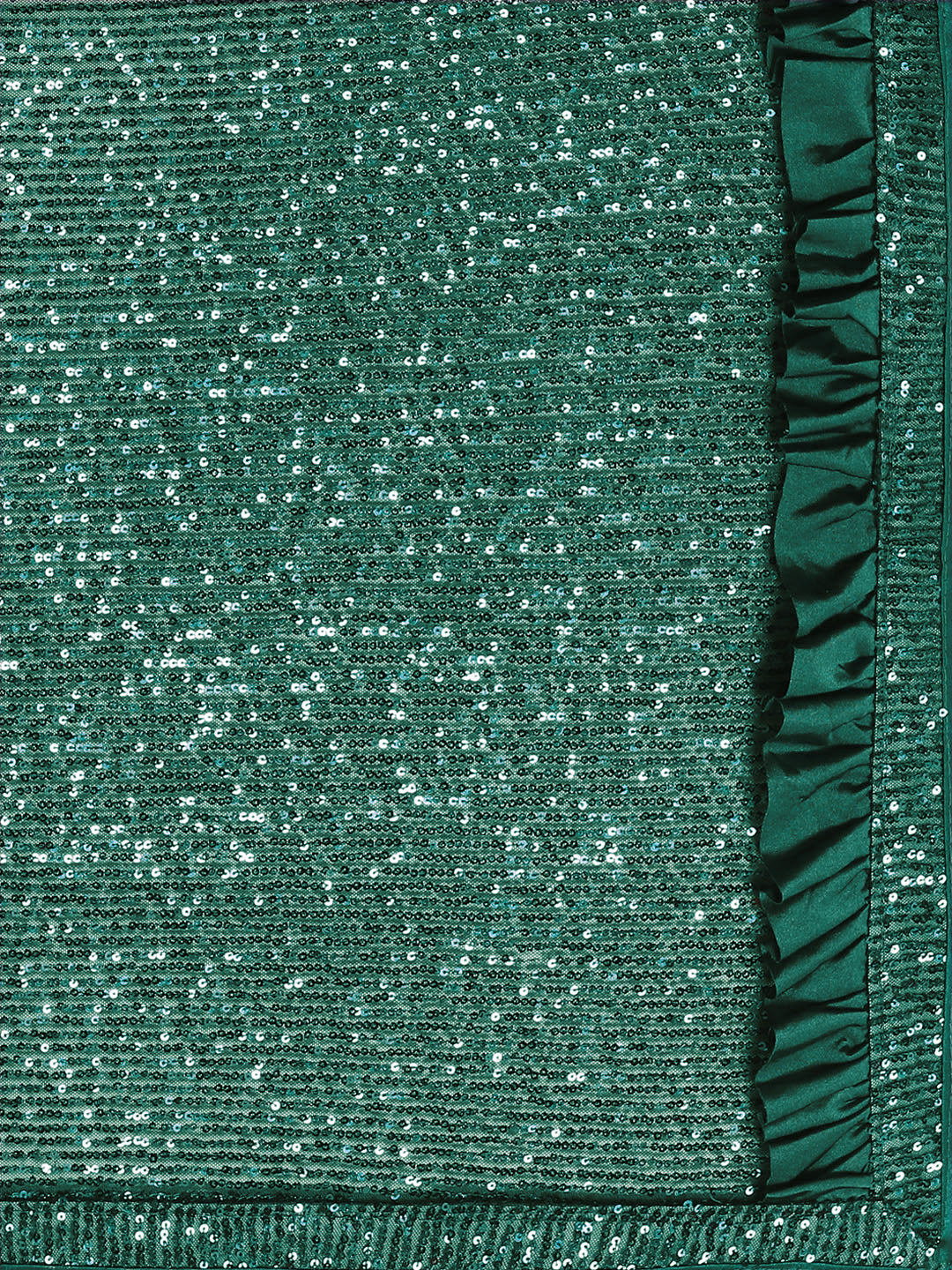 Deep Green Bling Lycra Ruffled Saree with Festive Layering & Sequence Sheet Embroidery
