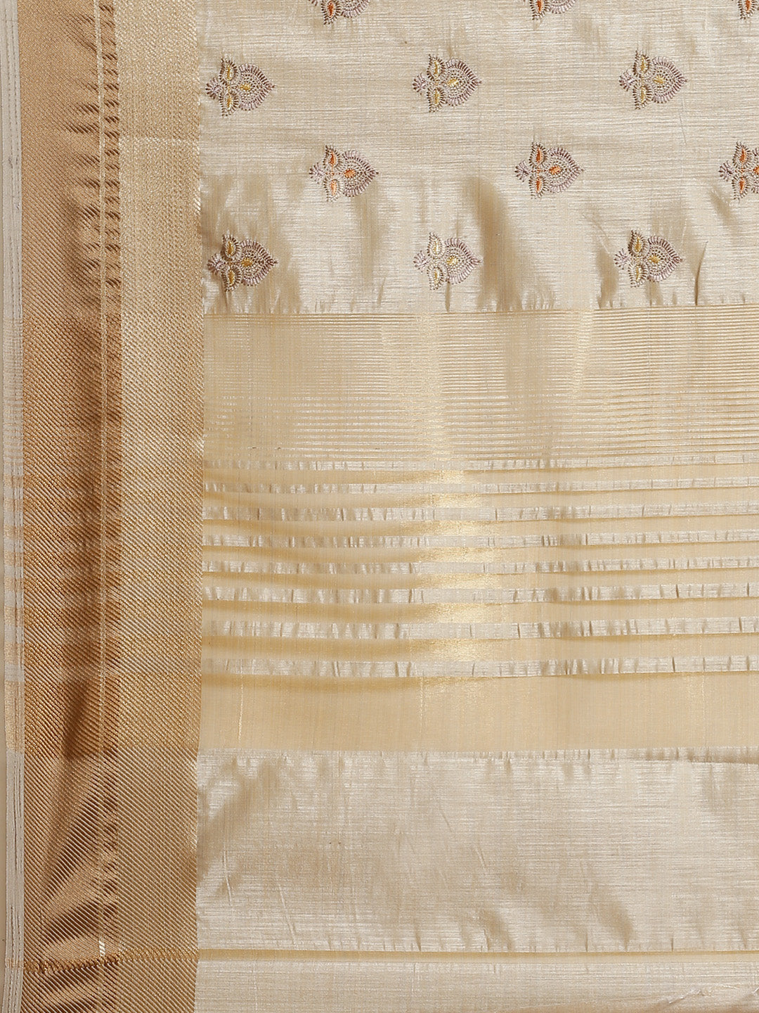 Handloom Chanderi Saree with Resham Embroidery intricate Floral Butas & Zari Ethnic Border