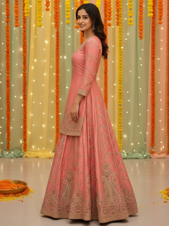 Sequinned Kurta Gharara Set with Zardozi Embroidered Kalis, Paisleys & Scalloped Dupatta