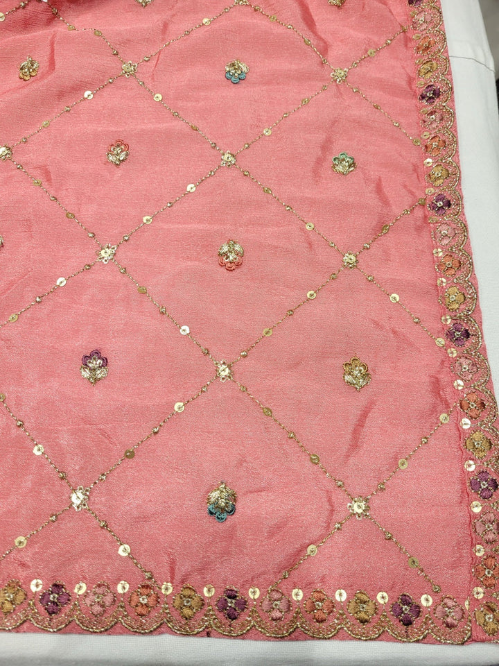 Sequinned Kurta Gharara Set with Zardozi Embroidered Kalis, Paisleys & Scalloped Dupatta