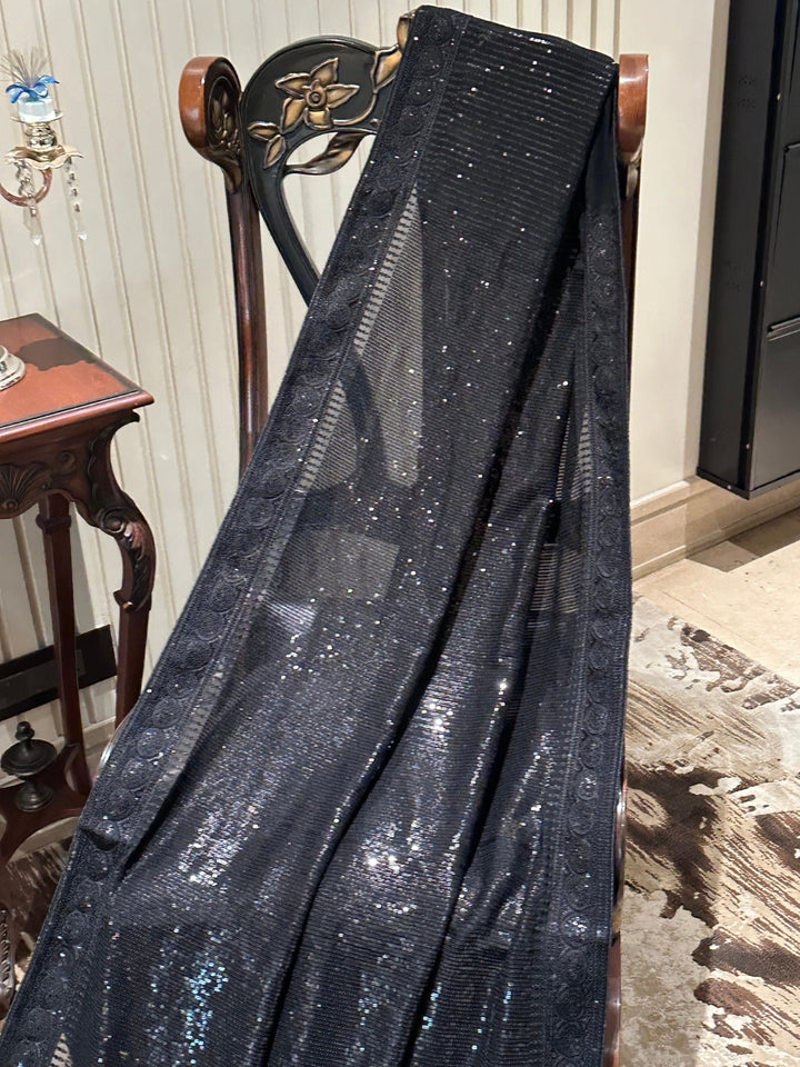 Elegant Black Georgette Saree