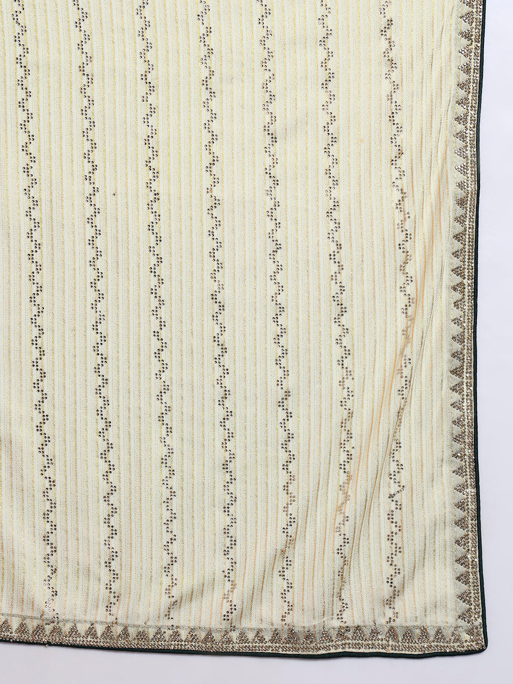 Crystal Swarovski Embellished Satin Georgette Cocktail Saree with Weaved Zari Stripes