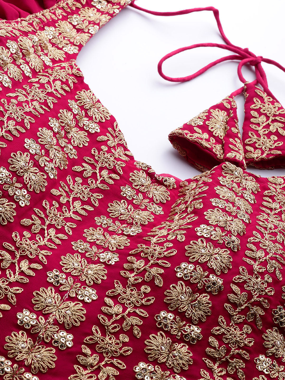 Fuchsia Resham Embroidery Peplum Layered Sharara Set