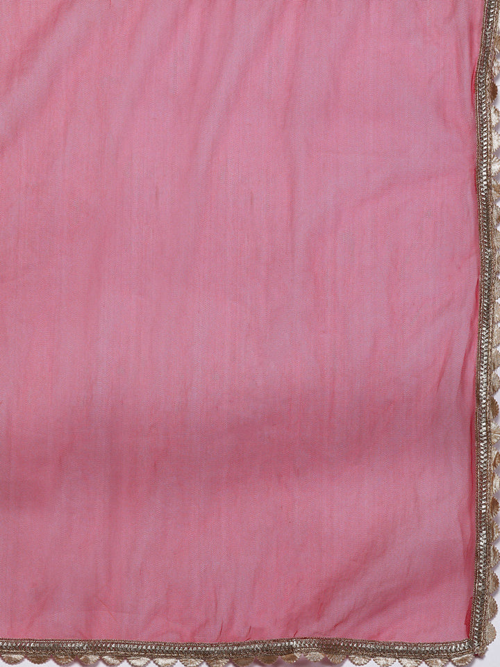 Fuchsia Resham Embroidery Peplum Layered Sharara Set