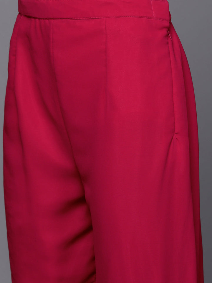 Fuchsia Resham Embroidery Peplum Layered Sharara Set