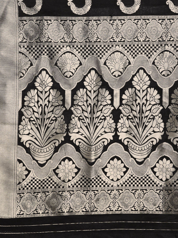 Mysore Silk Saree with Jewelery Inspired Silver Zari Paisley Motifs