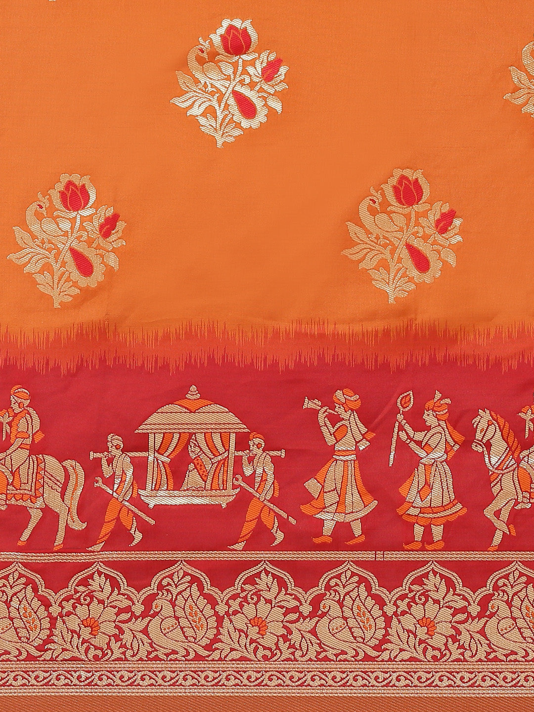 Ombre Resham & Zari weaving Saree with Wedding Procession Doli Motifs