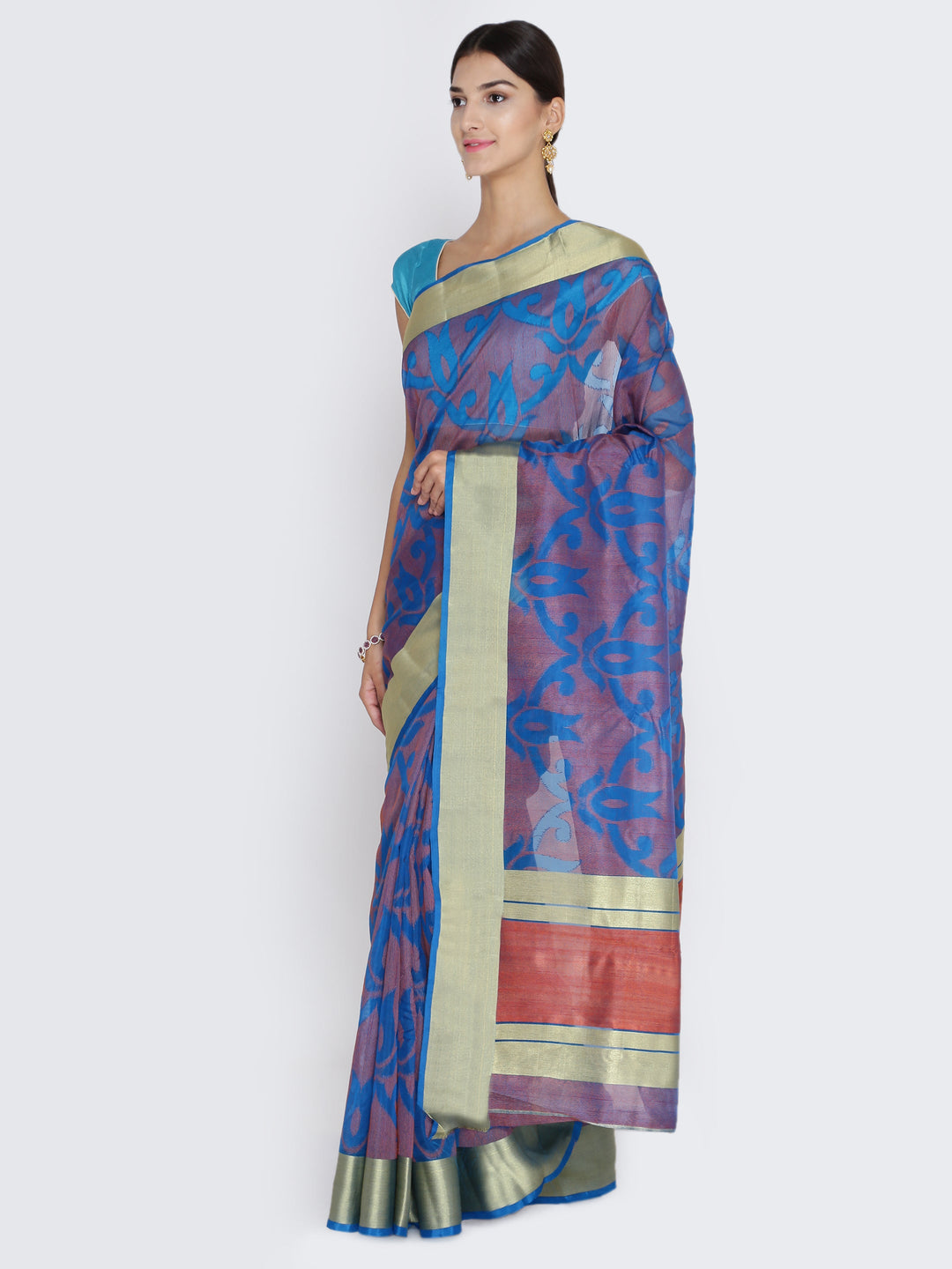 Blue & Multi  Colored Banarasi Silk Woven Party Wear Saree