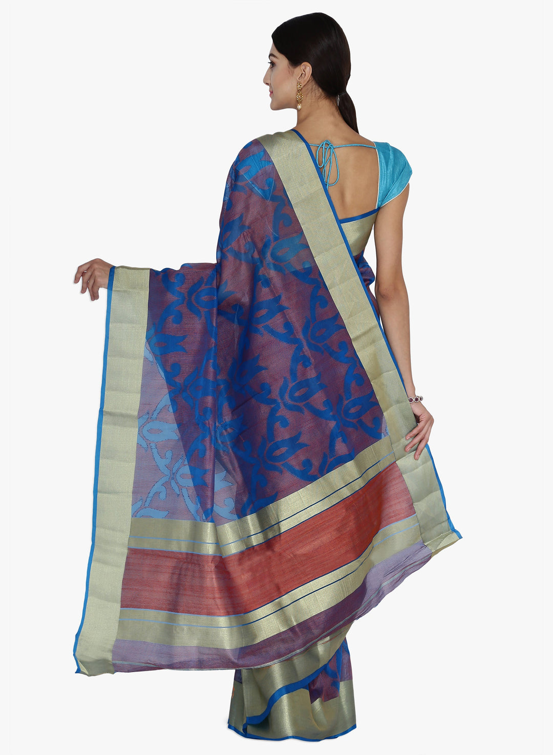Blue & Multi  Colored Banarasi Silk Woven Party Wear Saree
