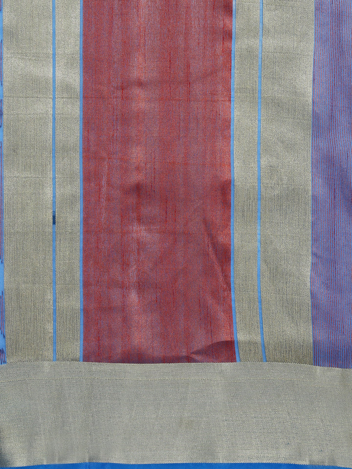 Blue & Multi  Colored Banarasi Silk Woven Party Wear Saree