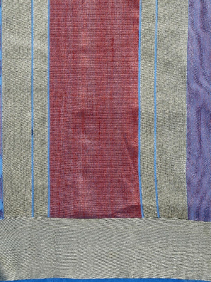 Blue & Multi  Colored Banarasi Silk Woven Party Wear Saree