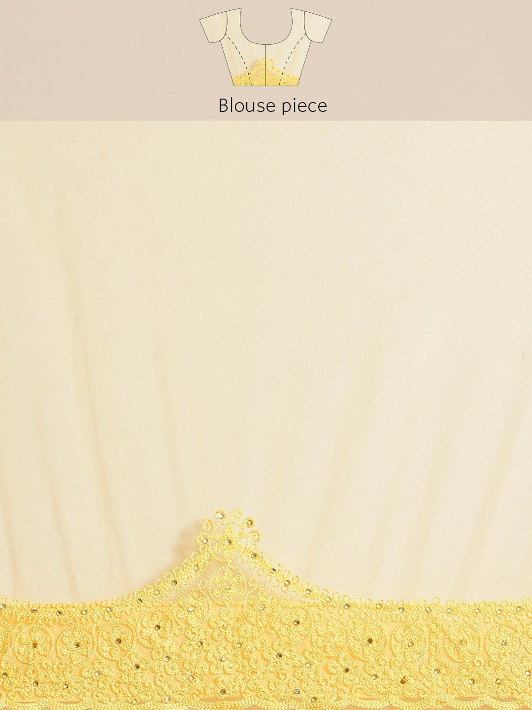 Yellow Net Resham Embroidered Saree with Scalloped border and crystal Embellishments