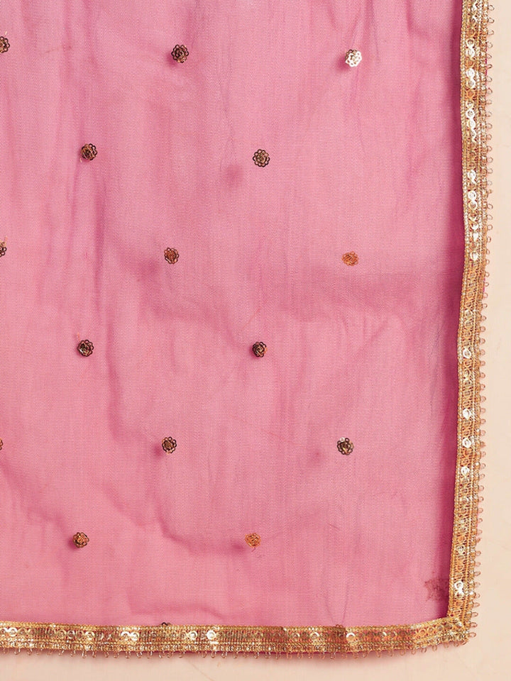 Digital Ombre Floral Print Kurta Set with Tasseled Hemline and Pearl Embellishments